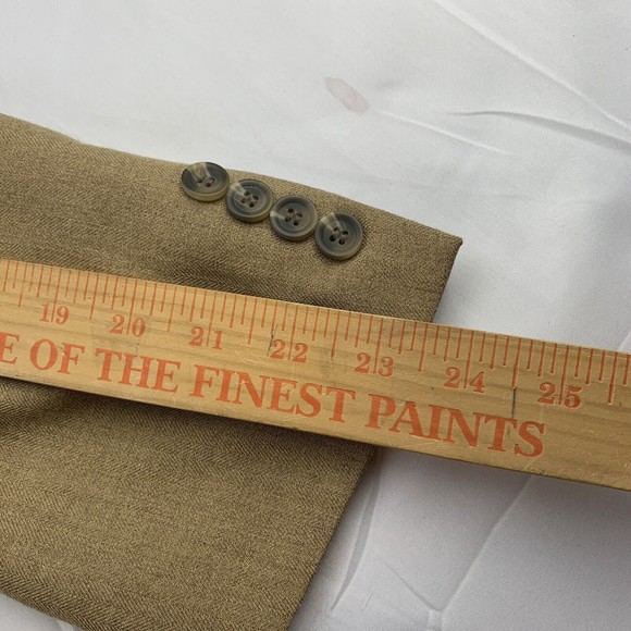 Andrew Fezza Mens Blazer 40R Brown Tan Polyester Sport Coat 2 Button Jacket - Picture 9 of 9